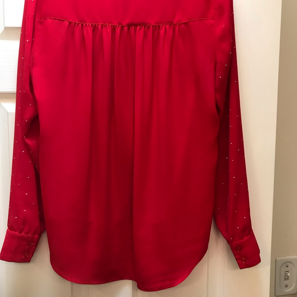 INC red drape top covered in sparkles - Picture 4 of 4